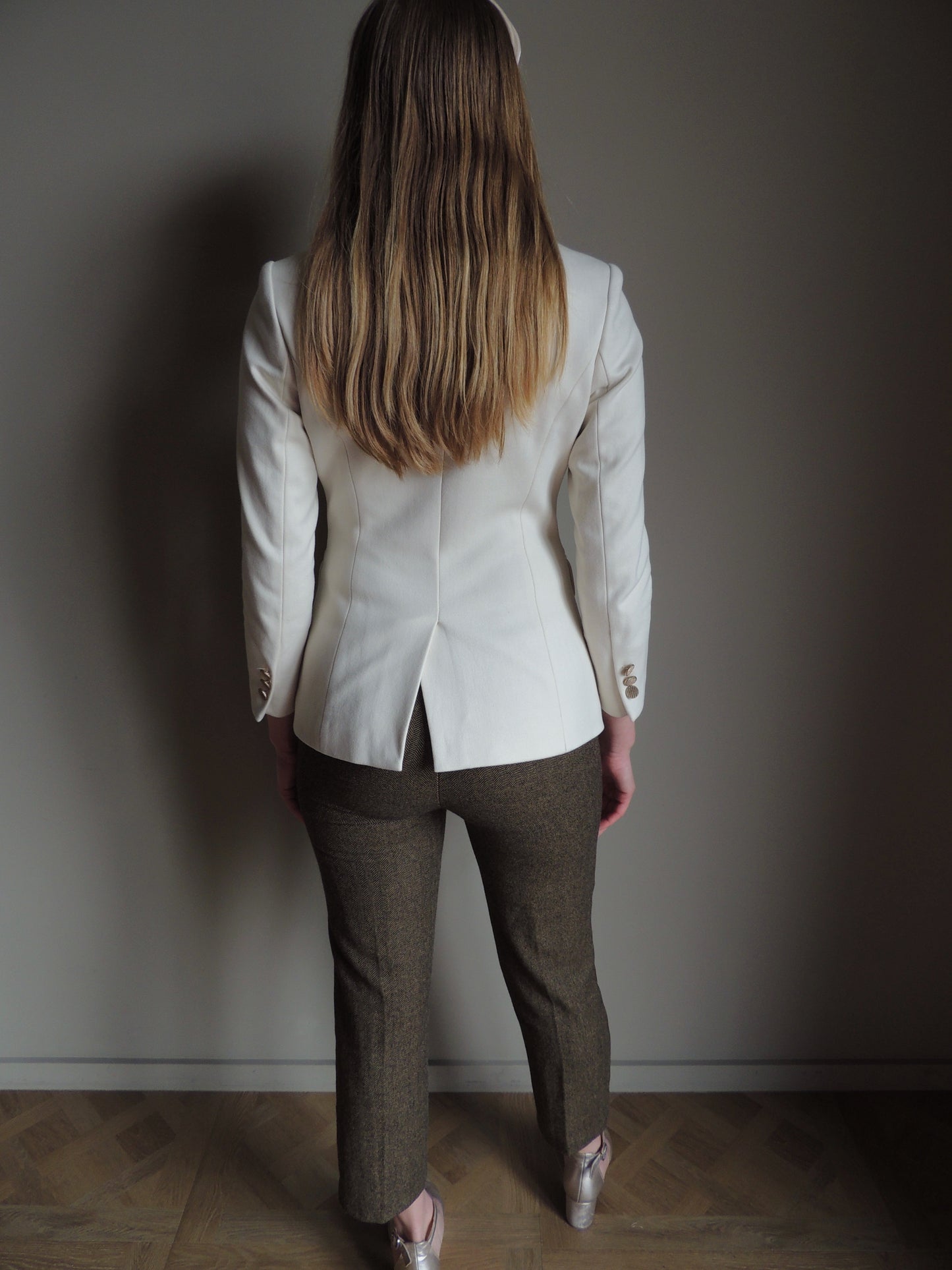 Getailleerde luxe blazer beige