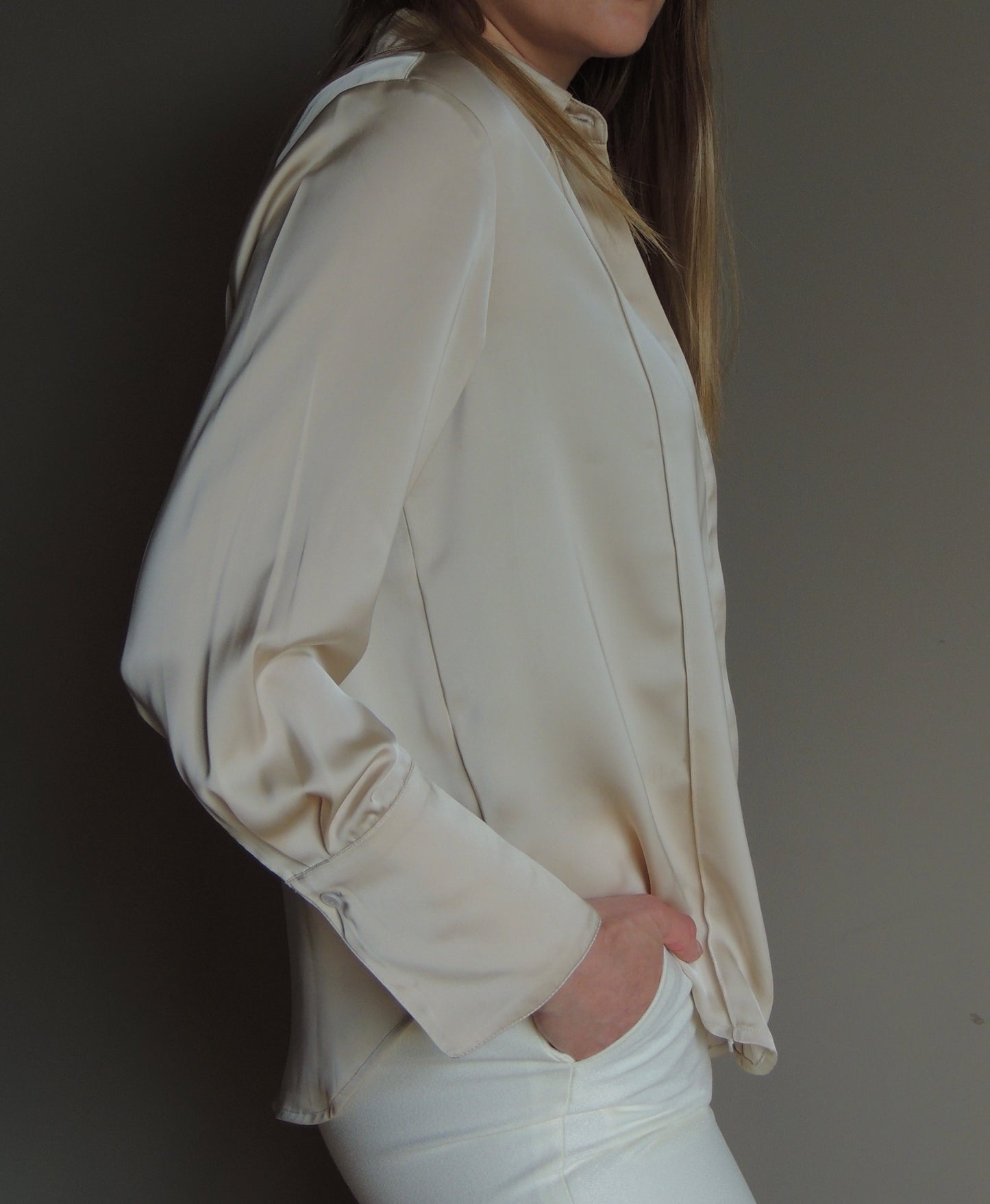 Zijde champagne oversized blouse