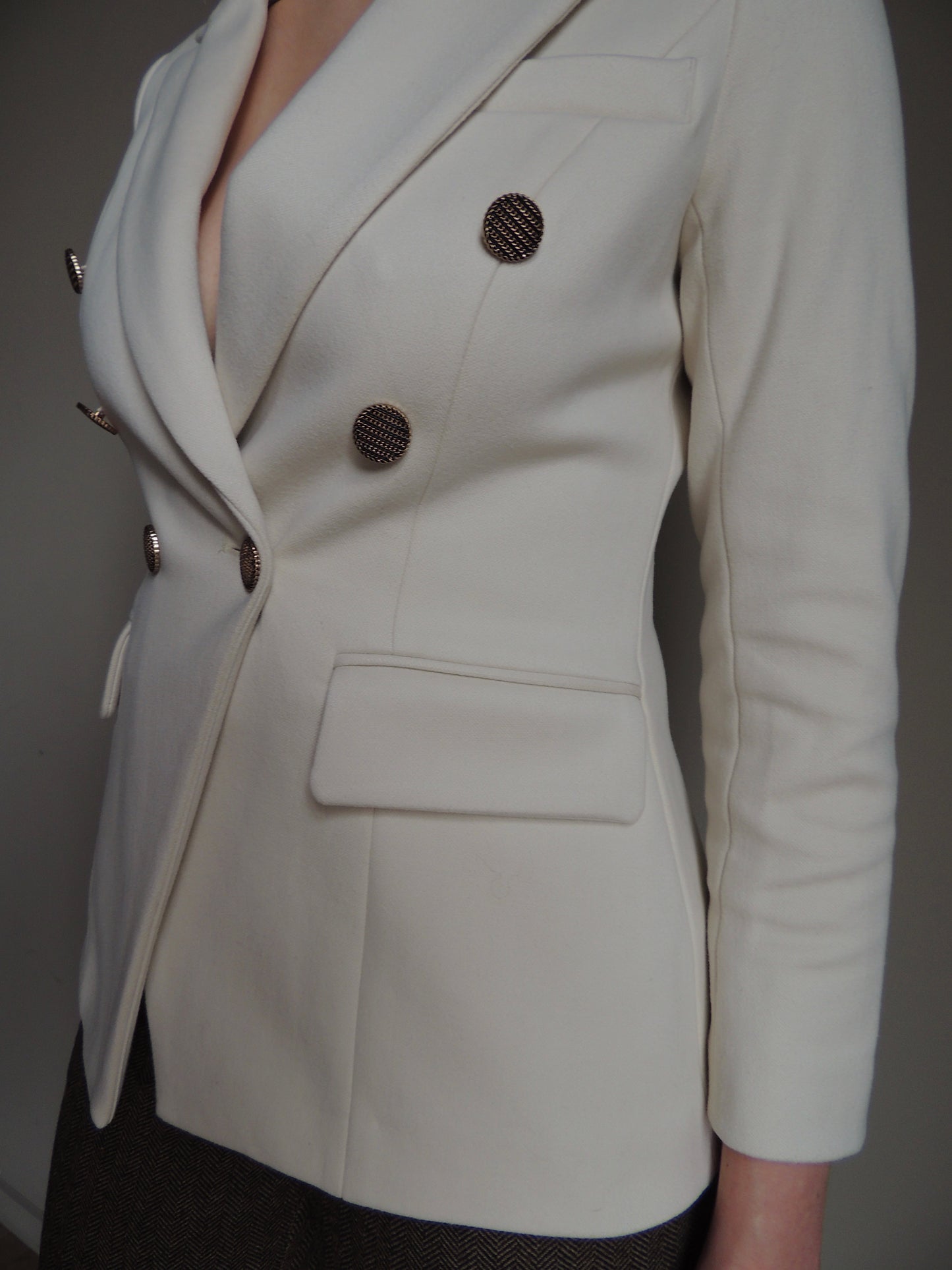 Getailleerde luxe blazer beige