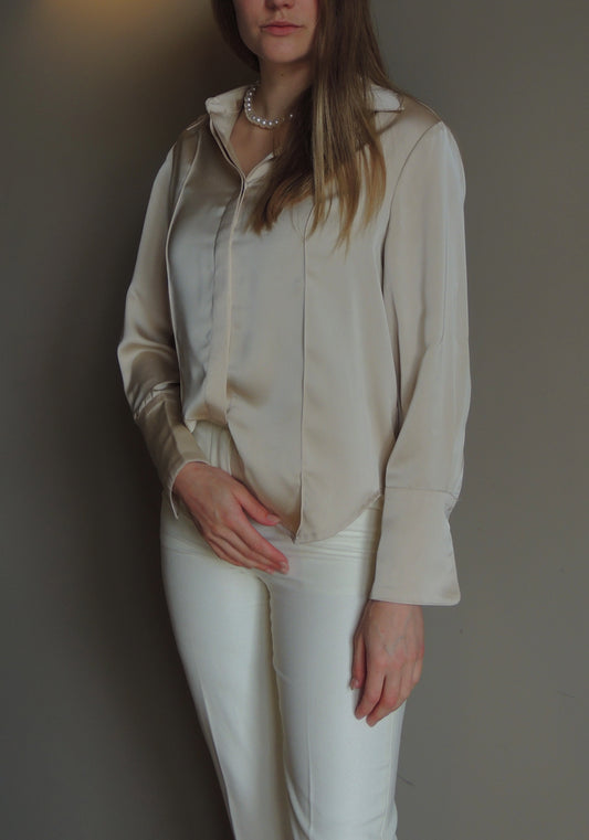 Zijde champagne oversized blouse