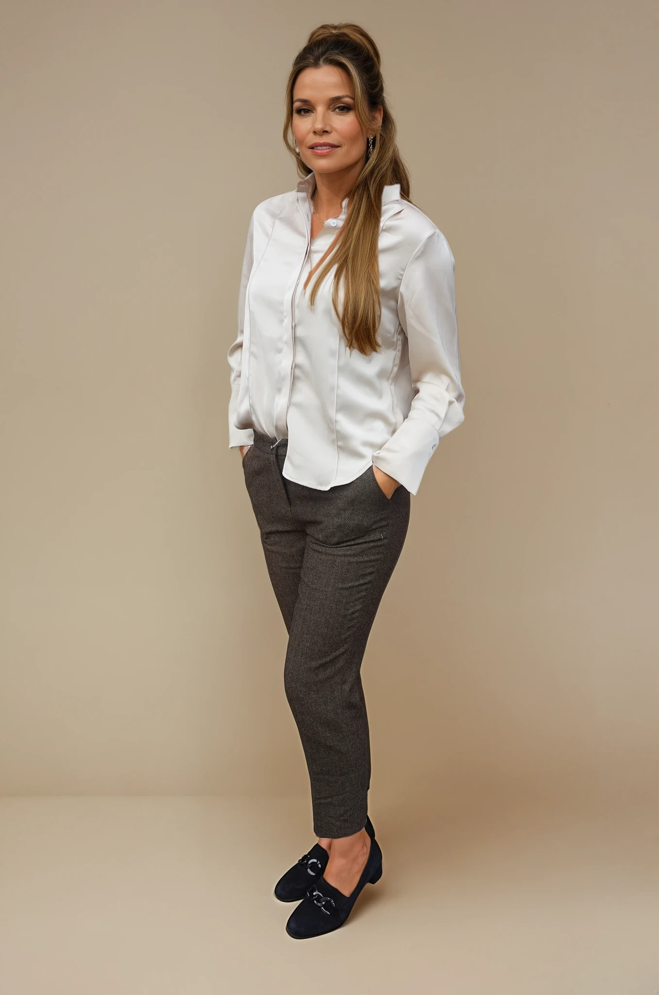 Zijde champagne oversized blouse
