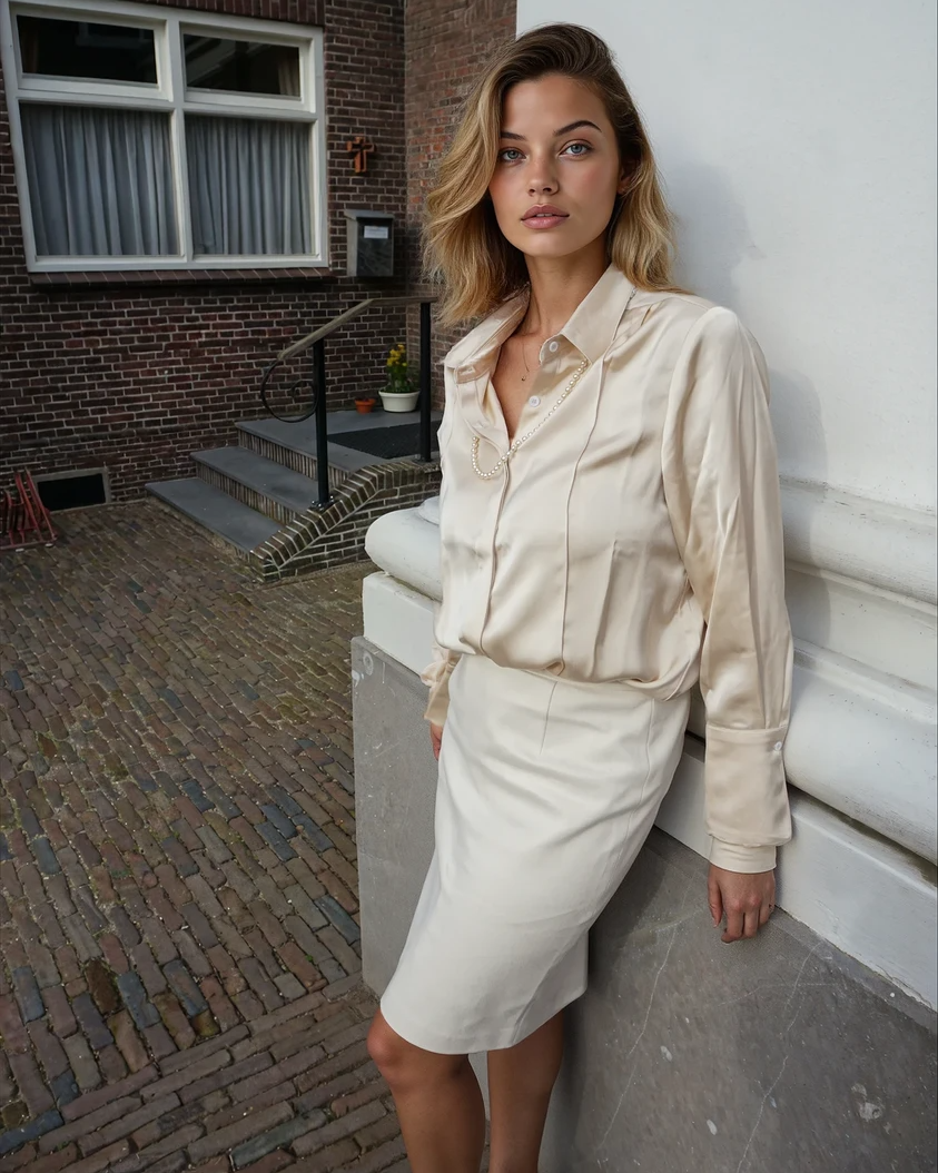 Silk champagne oversized blouse