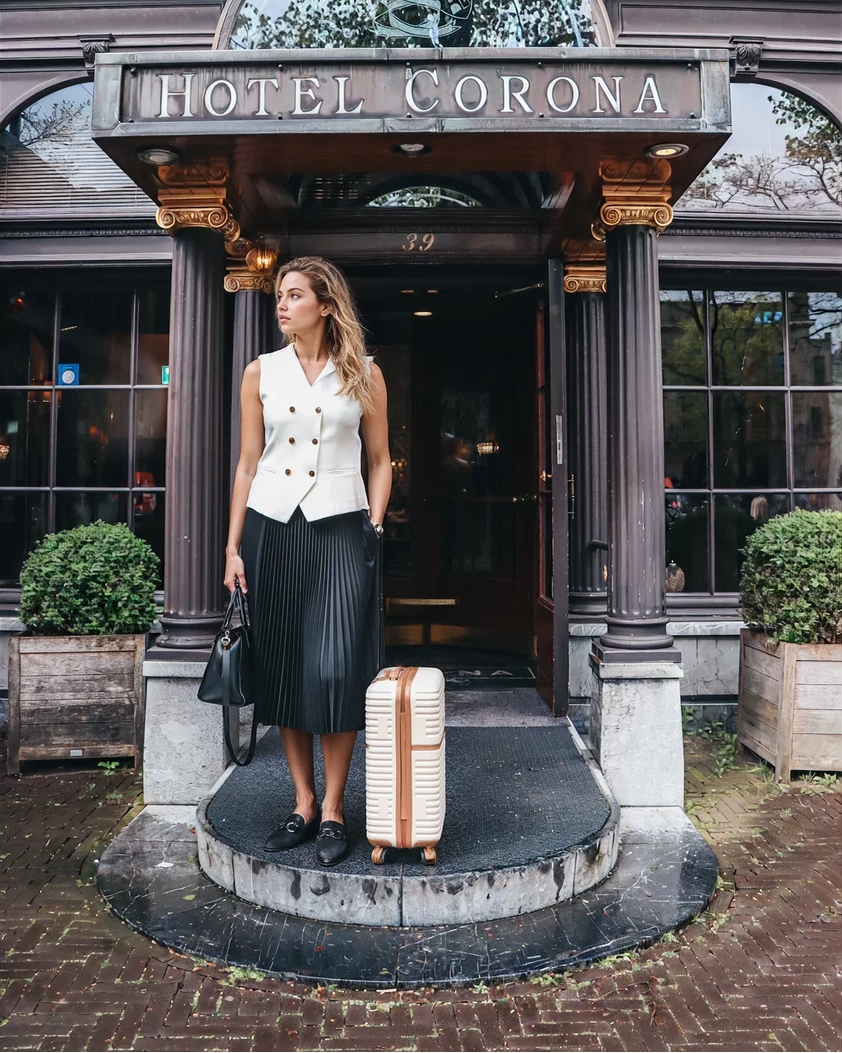 Classic pleated midi skirt in black