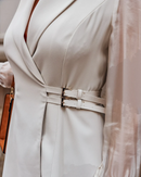 Beige dress with transparent sleeves